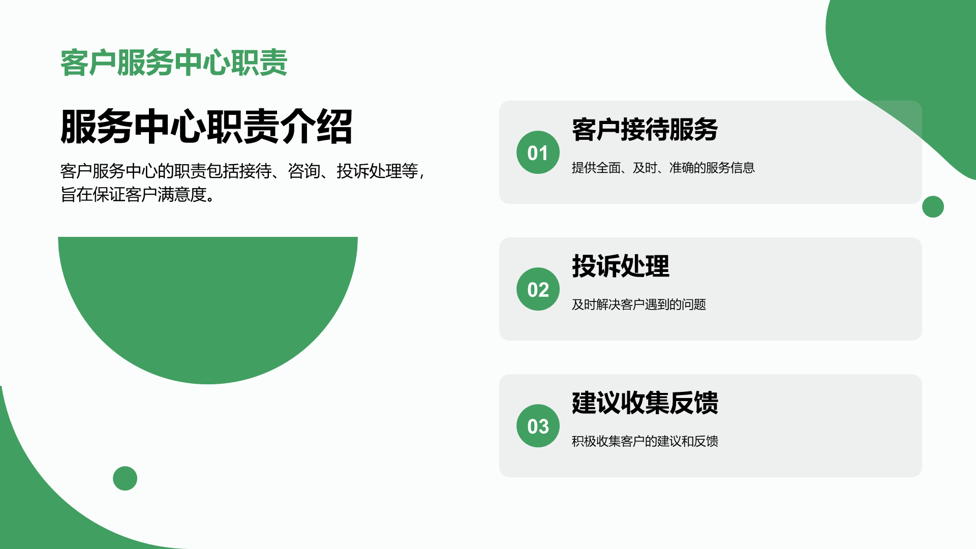 绿色卡通插画客服中心工作总结汇报PPT模板