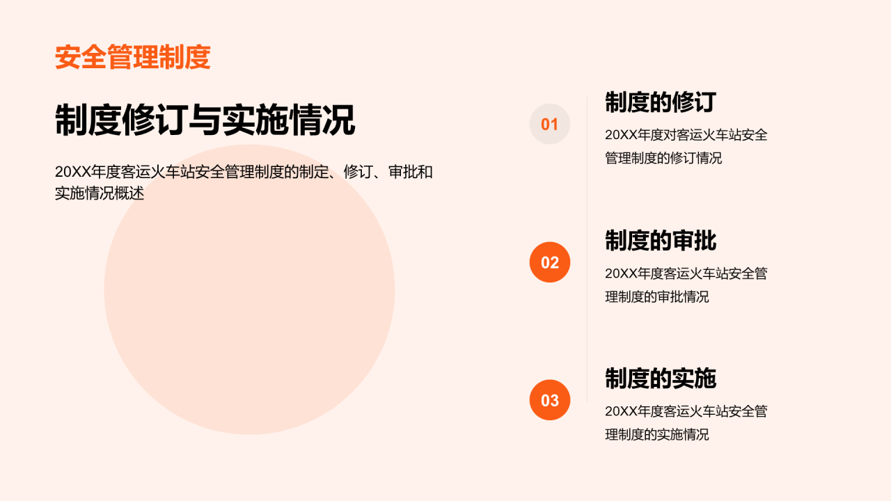 橙色商务现代客流运输安全工作总结PPT模板