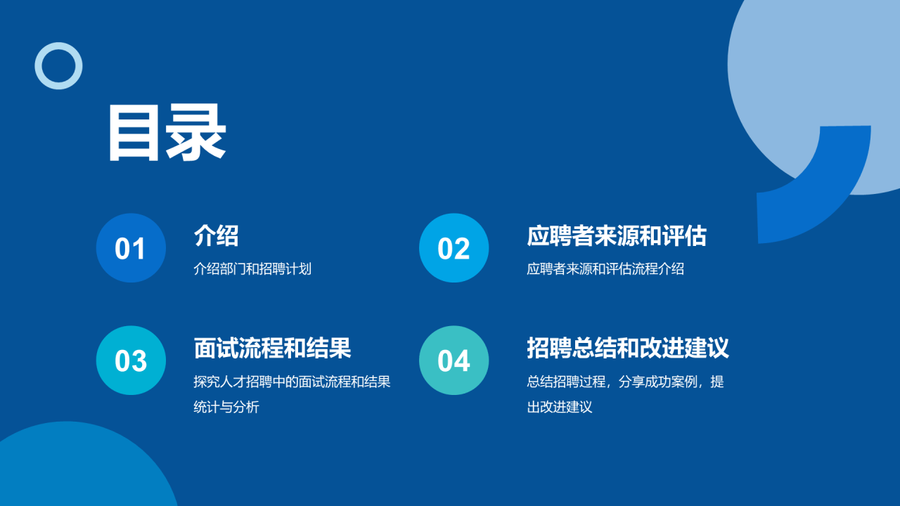 蓝色商务现代互联网人才招聘工作总结PPT模板