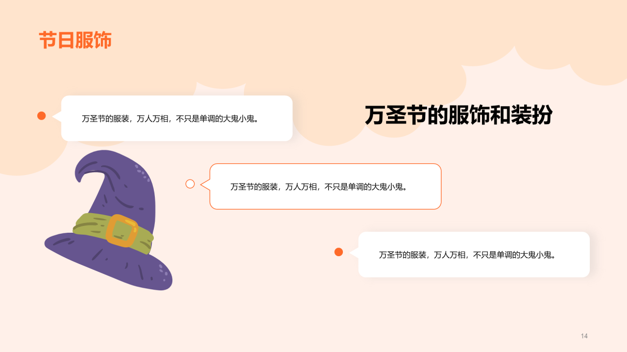 橙色插画卡通万圣节节日科普PPT模板