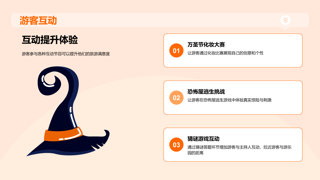 橙黑色插画万圣节魔幻之夜策划PPT模板