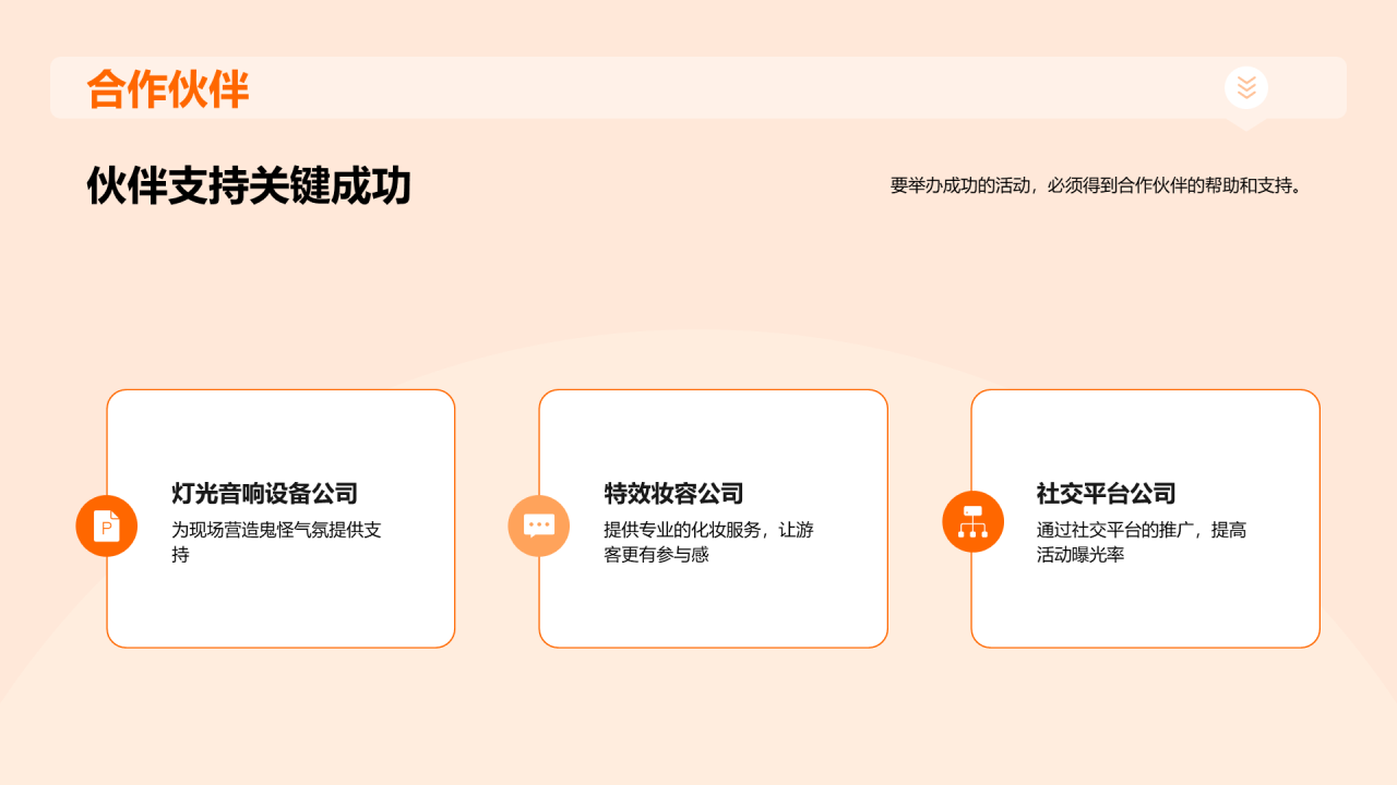 橙黑色插画万圣节魔幻之夜策划PPT模板
