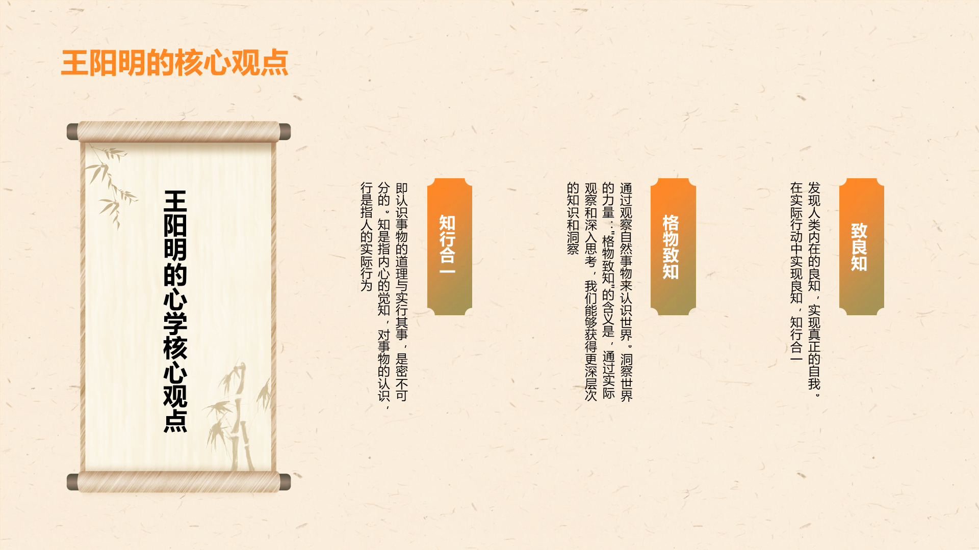 橙色插画复古国风传习录宋明心学集大成之作培训课件PPT模板