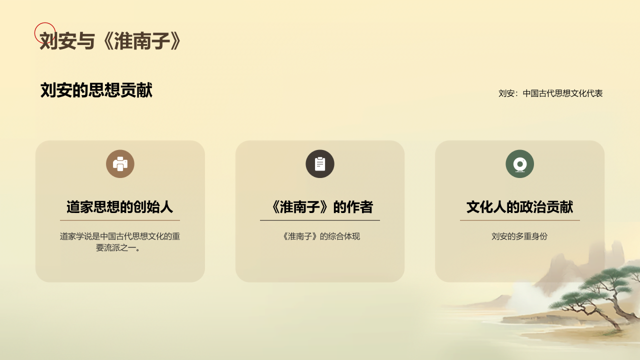 黄色插画复古国风名著导读淮南子培训课件PPT模板