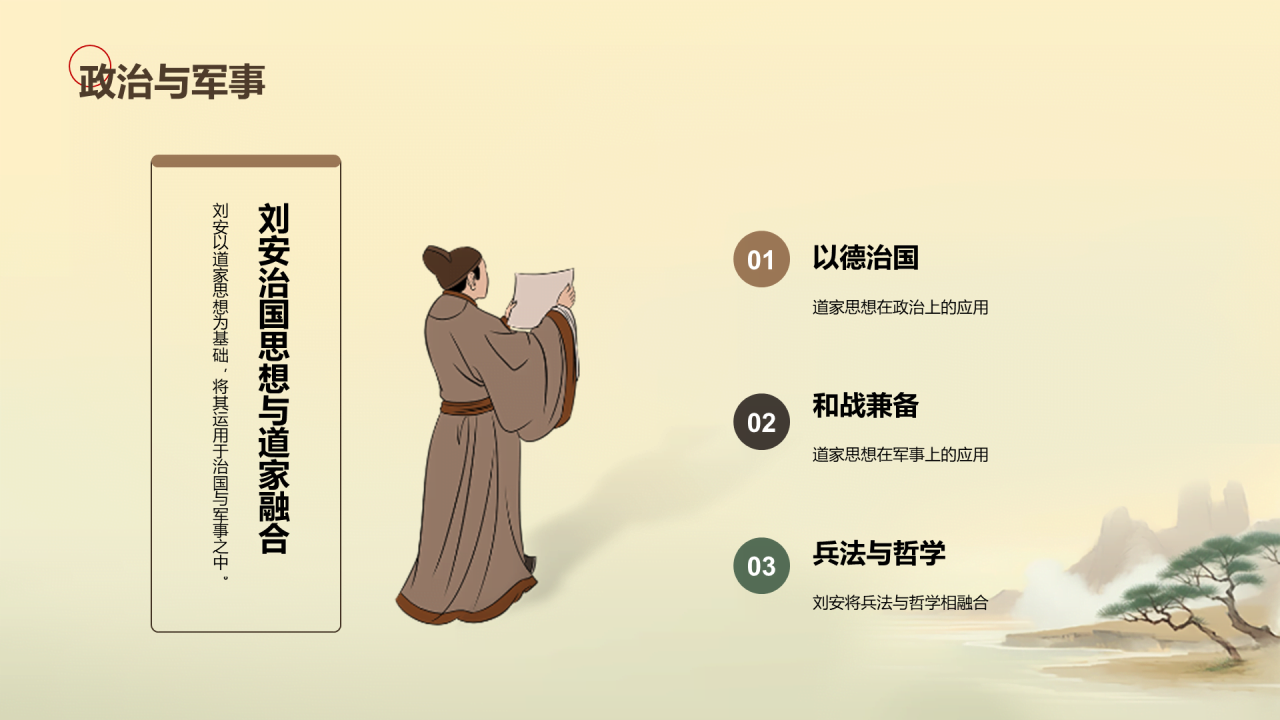 黄色插画复古国风名著导读淮南子培训课件PPT模板