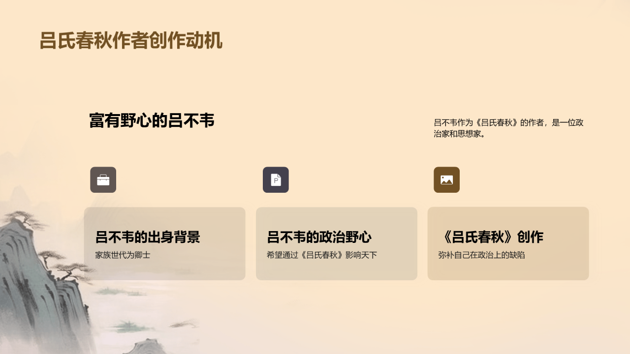 灰色插画复古国风名著导读吕氏春秋培训课件PPT模板