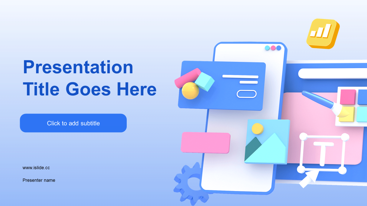 蓝色3D设计总监竞聘述职PPT主题