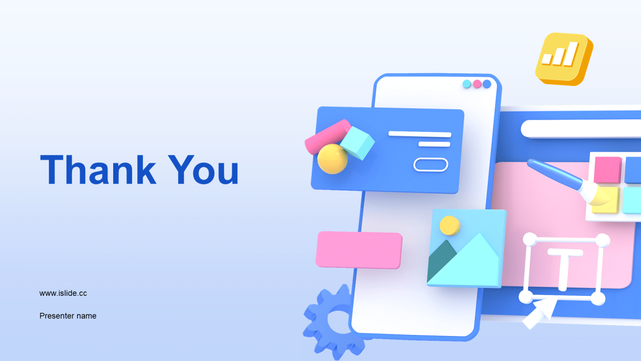 蓝色3D设计总监竞聘述职PPT主题