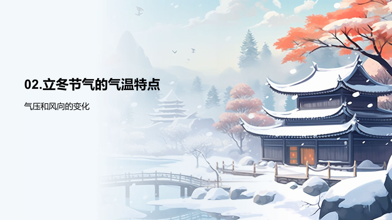 蓝色插画立冬节气气象特点PPT模板