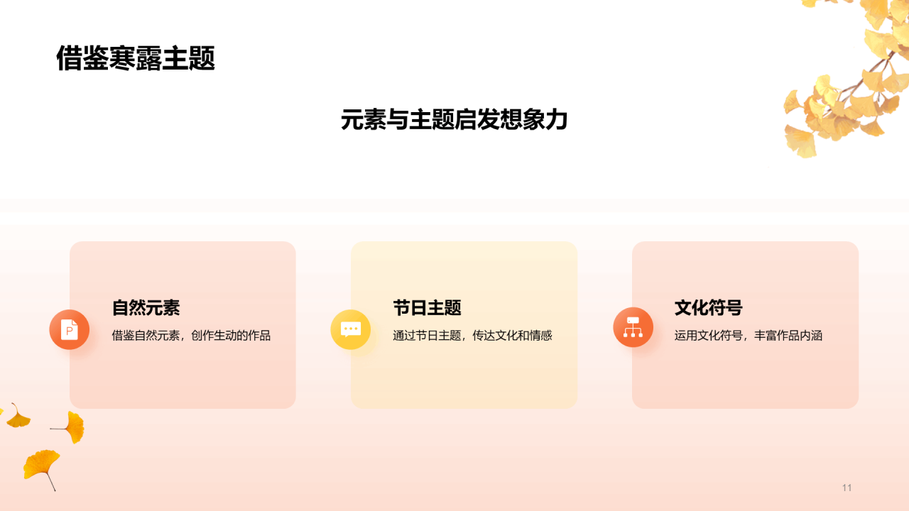橙色插画寒露节气美术启示PPT模板