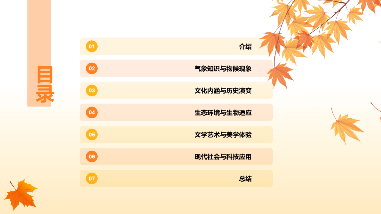 橙色寒露3D创意文化内涵与演变PPT模板