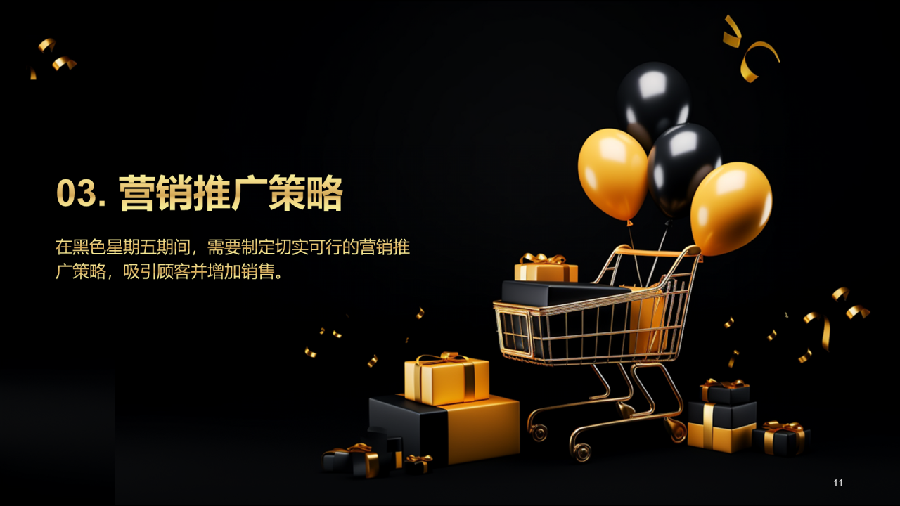 黑金色创意黑色星期五营销策划PPT模板