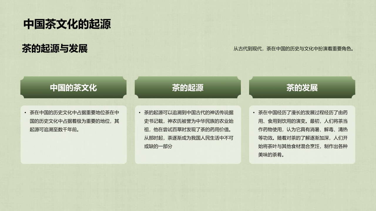 绿色中式复古插画中国传统茶道艺术文化传承PPT模板