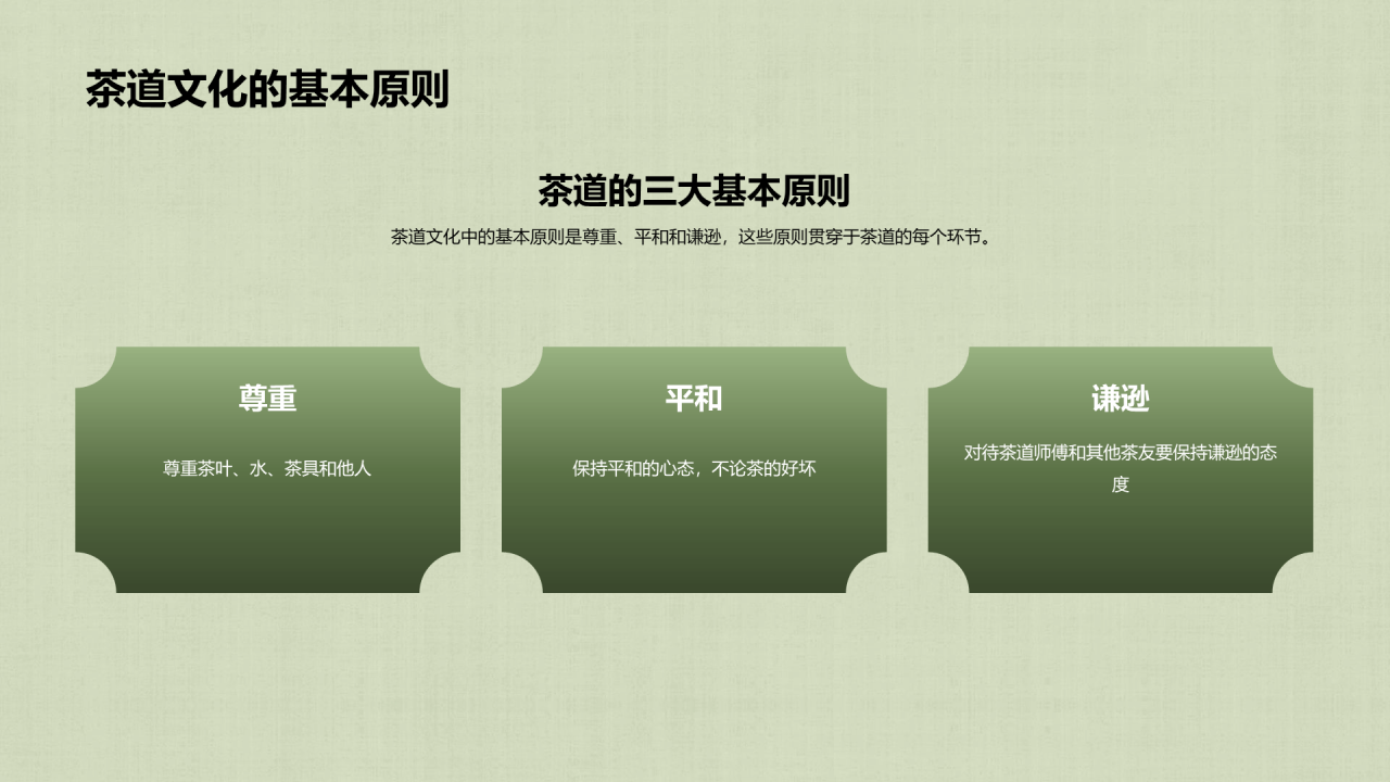 绿色中式复古插画中国传统茶道艺术文化传承PPT模板