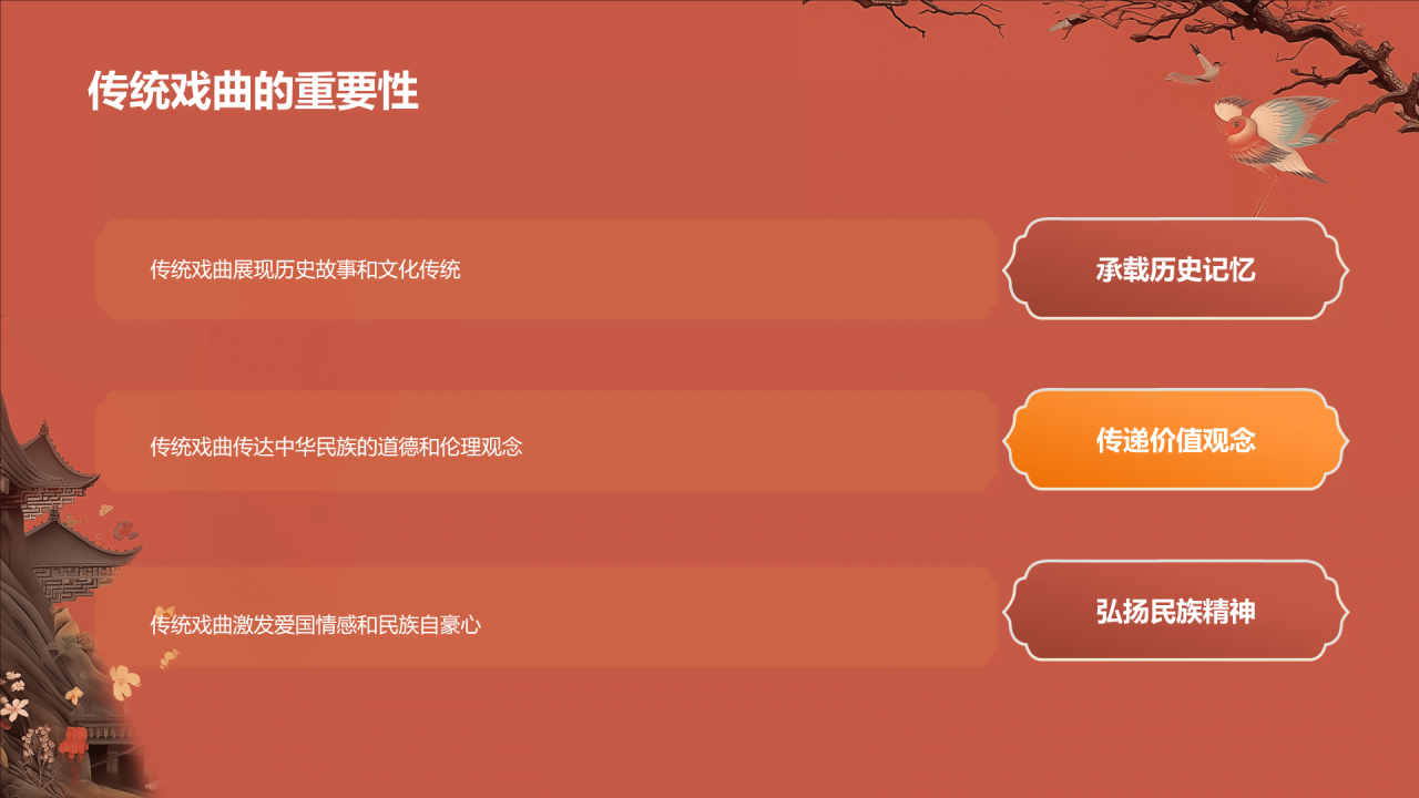 红色插画复古国风民族五大戏曲培训课件PPT模板