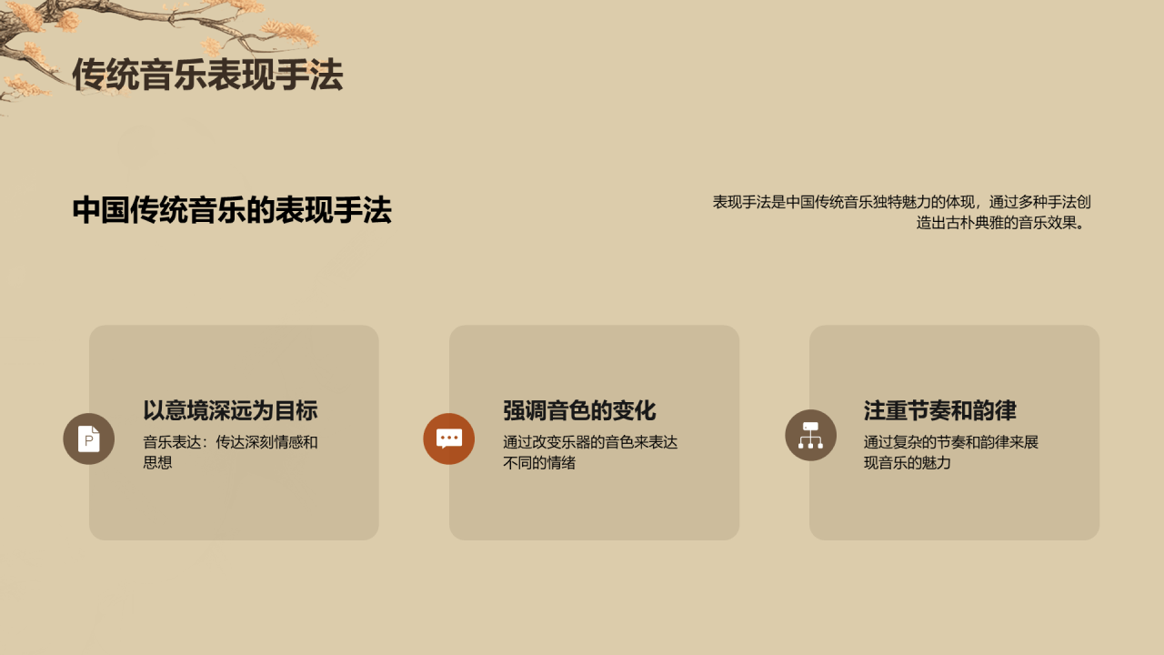 黄色插画复古国风中国民族音乐培训课件PPT模板