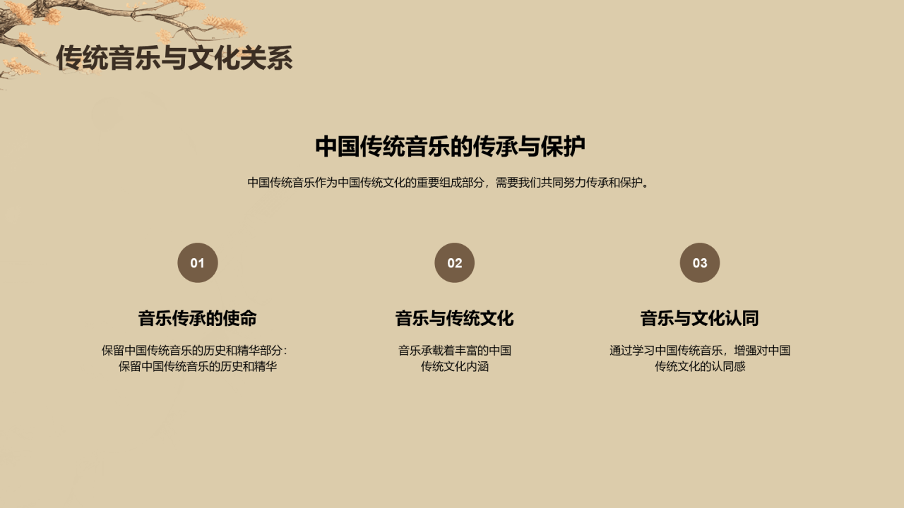 黄色插画复古国风中国民族音乐培训课件PPT模板