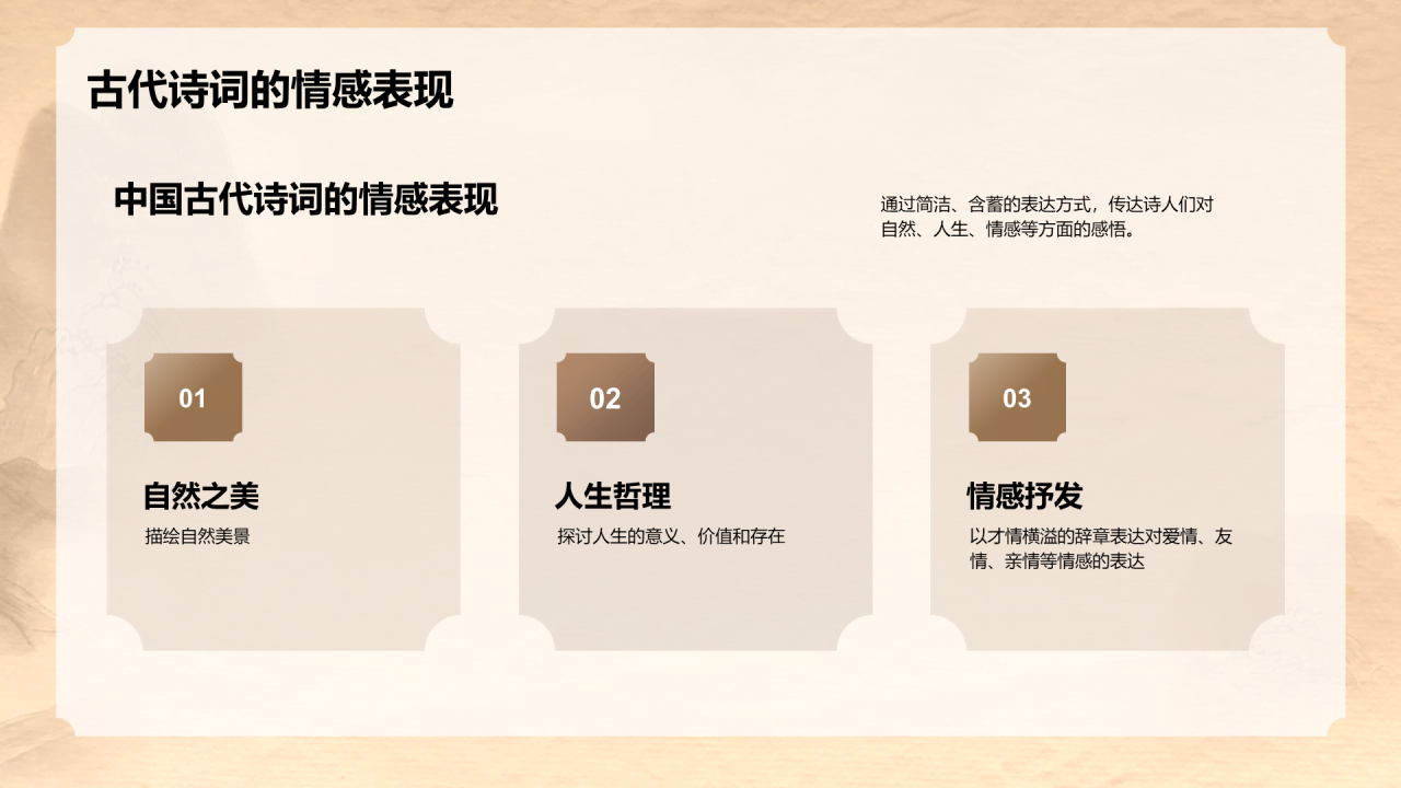 黄色中式复古国风中国诗词科普培训课件PPT模板