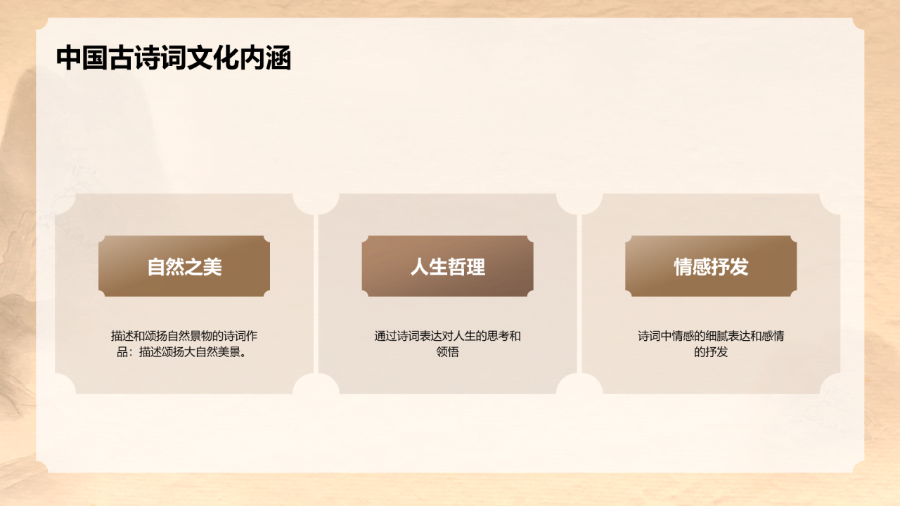 黄色中式复古国风中国诗词科普培训课件PPT模板