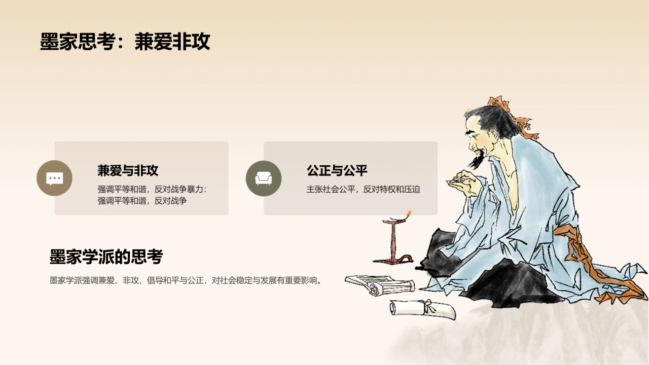 黄色插画复古中式中国哲学文化培训课件PPT模板