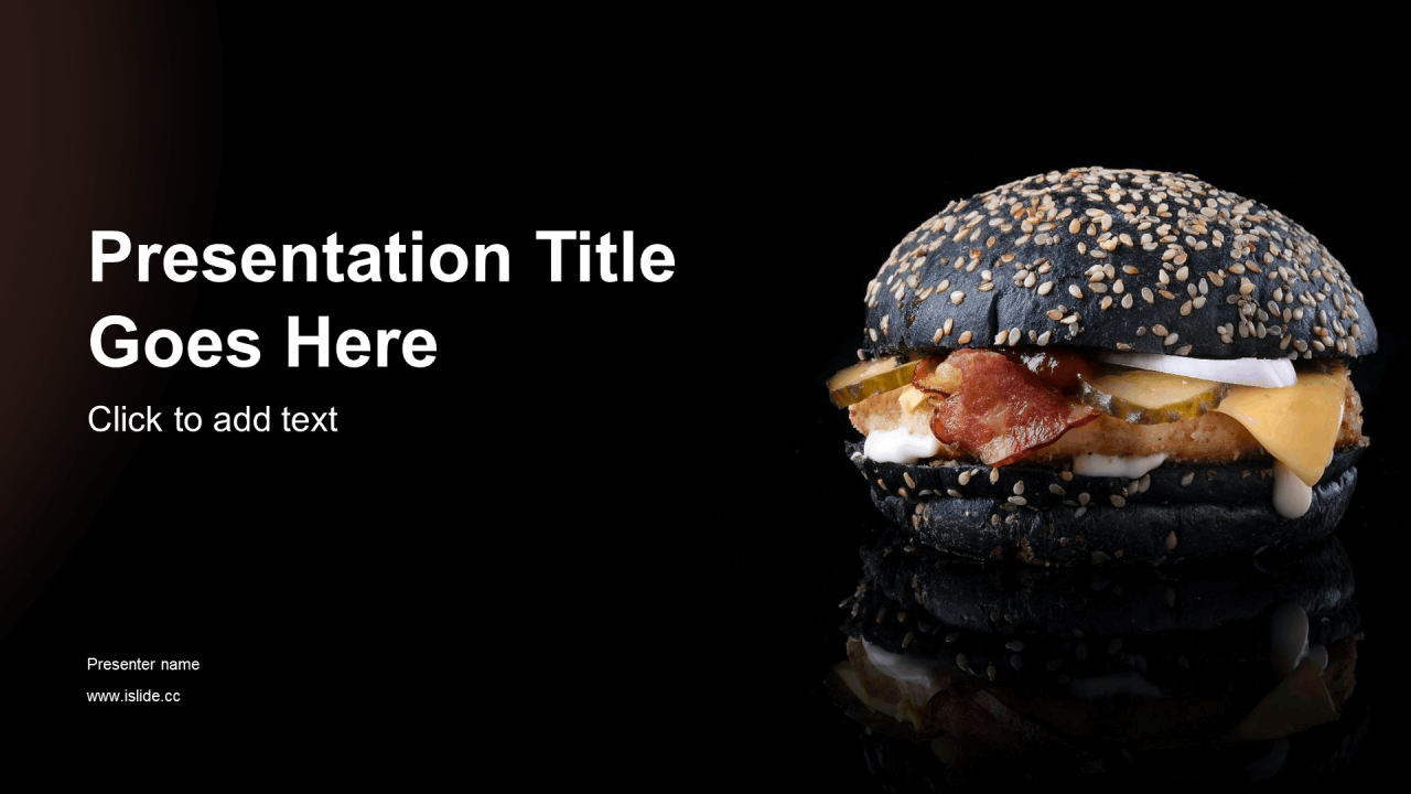 黑色创意快餐汉堡新品介绍PPT模板