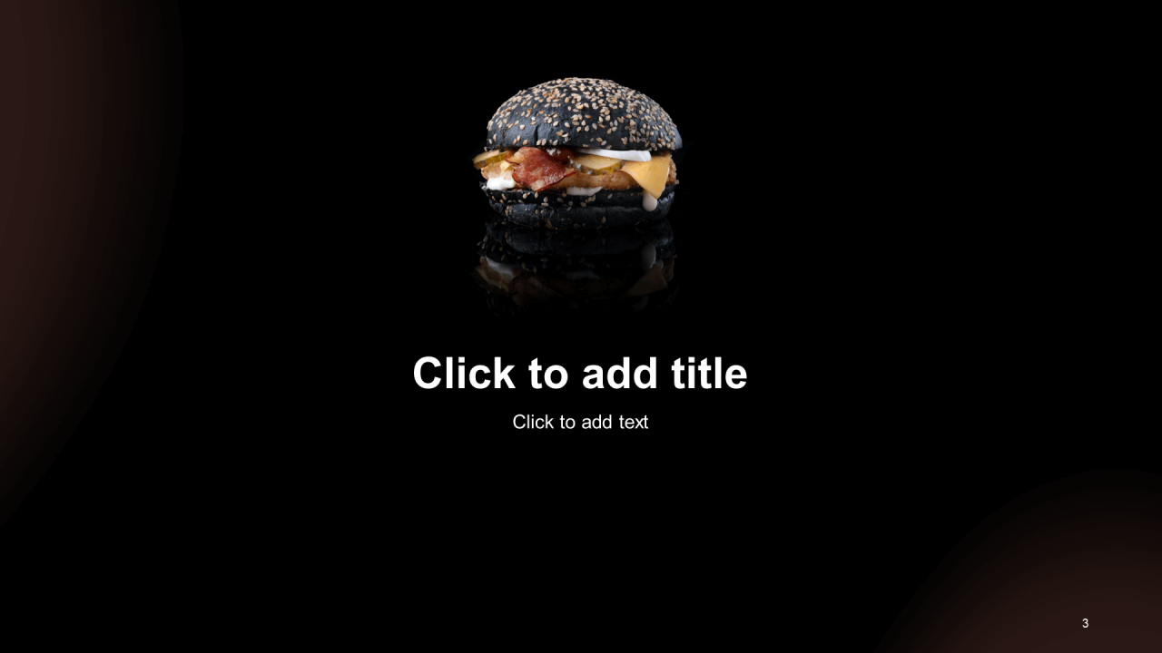 黑色创意快餐汉堡新品介绍PPT模板