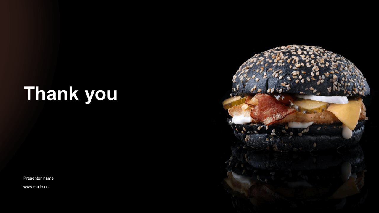 黑色创意快餐汉堡新品介绍PPT模板