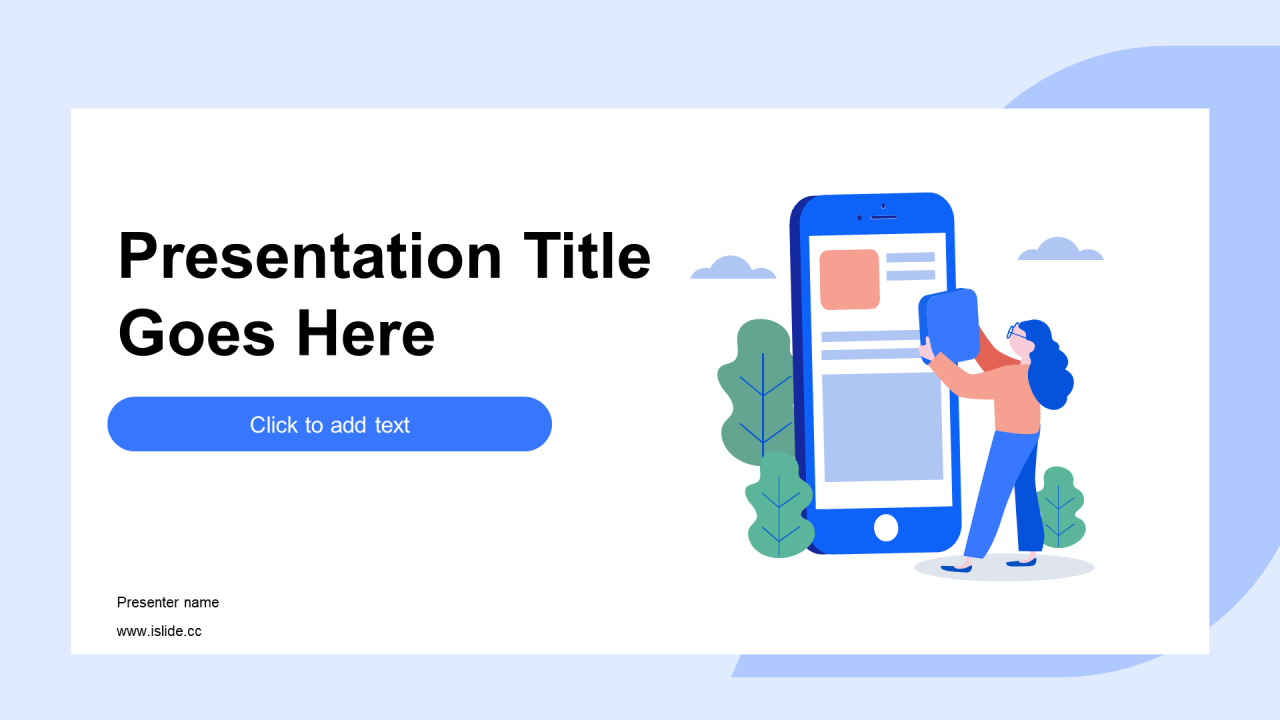 蓝色插画互联网通讯工作总结PPT主题