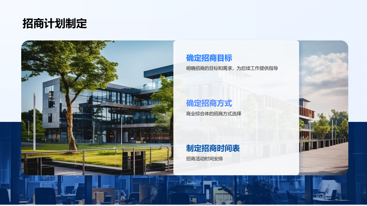 蓝色商务现代商业招商招商引资计划画册展示PPT模板