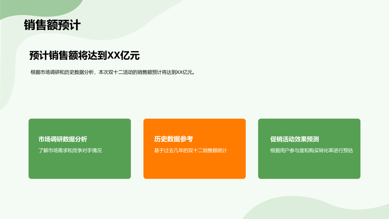 绿色插画双十二抢占商机PPT模板