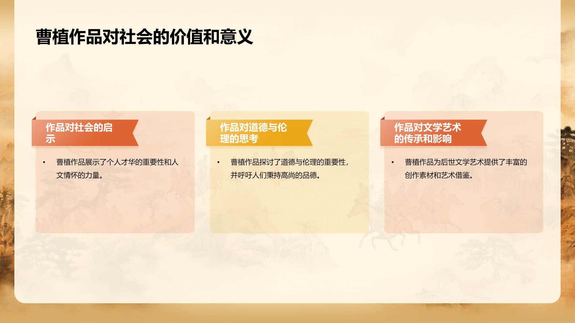 黄色中式国风曹植人物介绍培训课件PPT模板