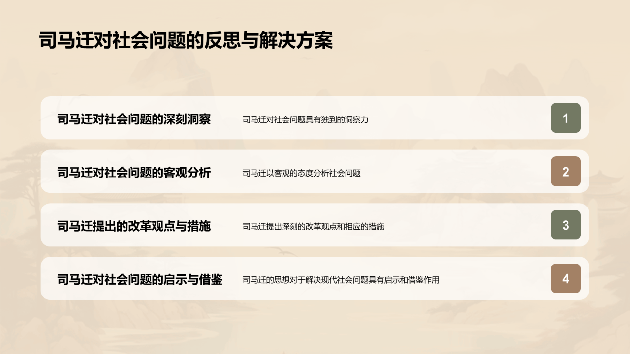 黄色中式国风司马迁人物介绍培训课件PPT模板