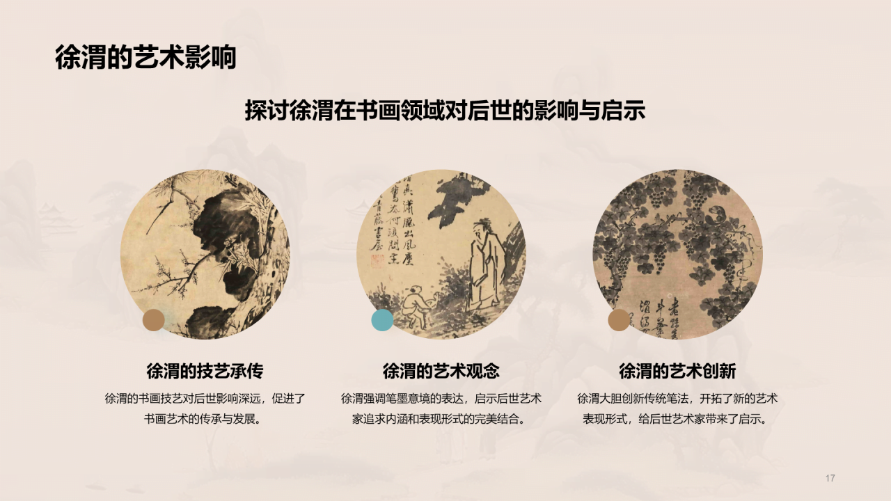 黄色中式国风徐渭人物介绍培训课件PPT模板