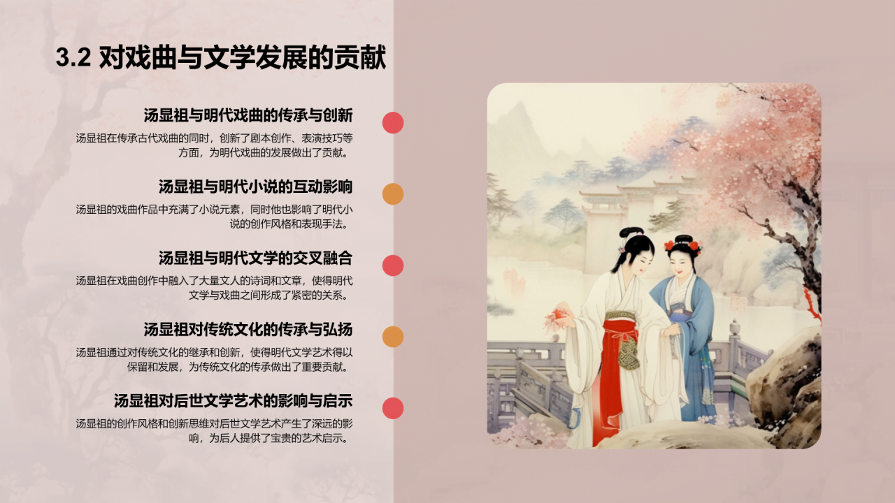 红色中式国风汤显祖人物介绍培训课件PPT模板