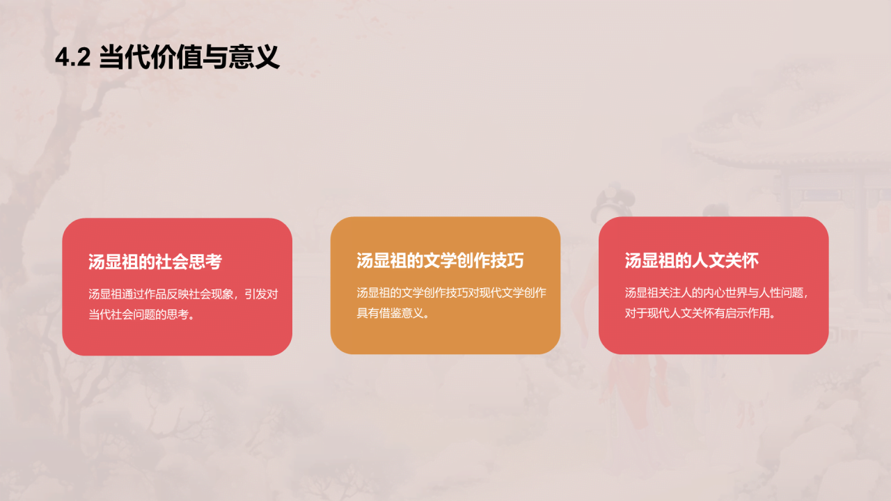 红色中式国风汤显祖人物介绍培训课件PPT模板
