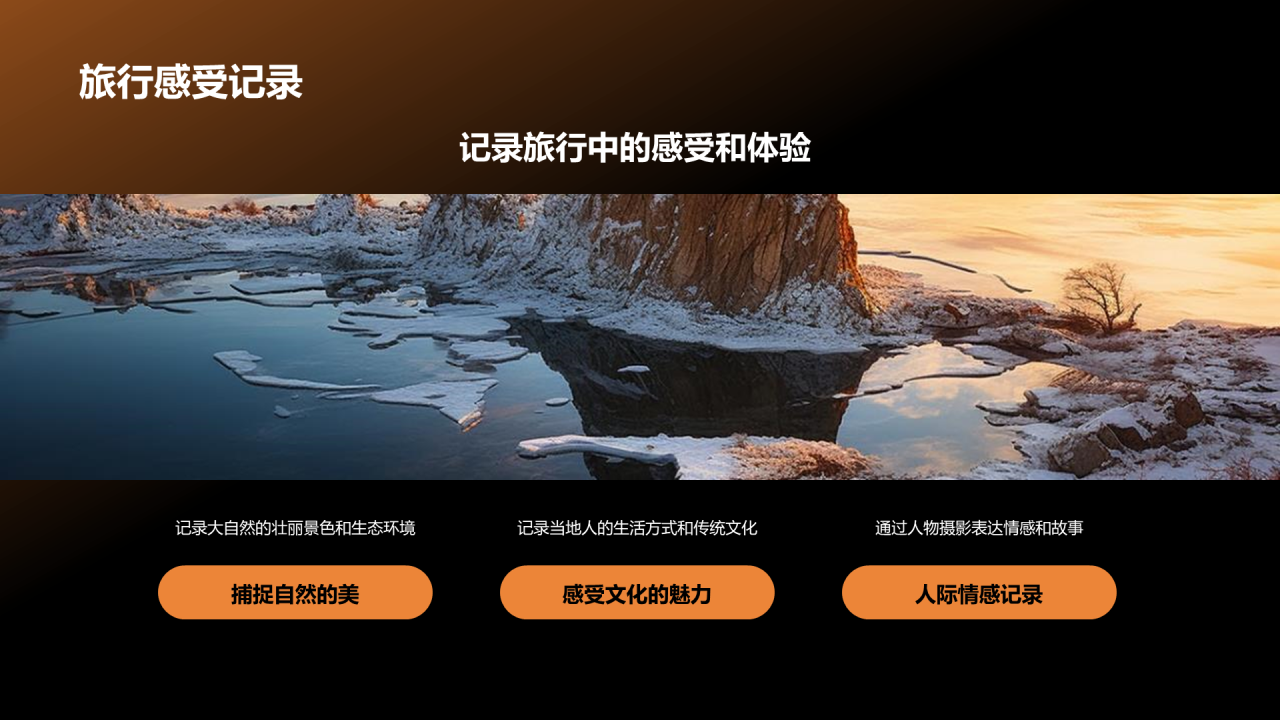 黑色现代旅行摄影技巧分享PPT模板