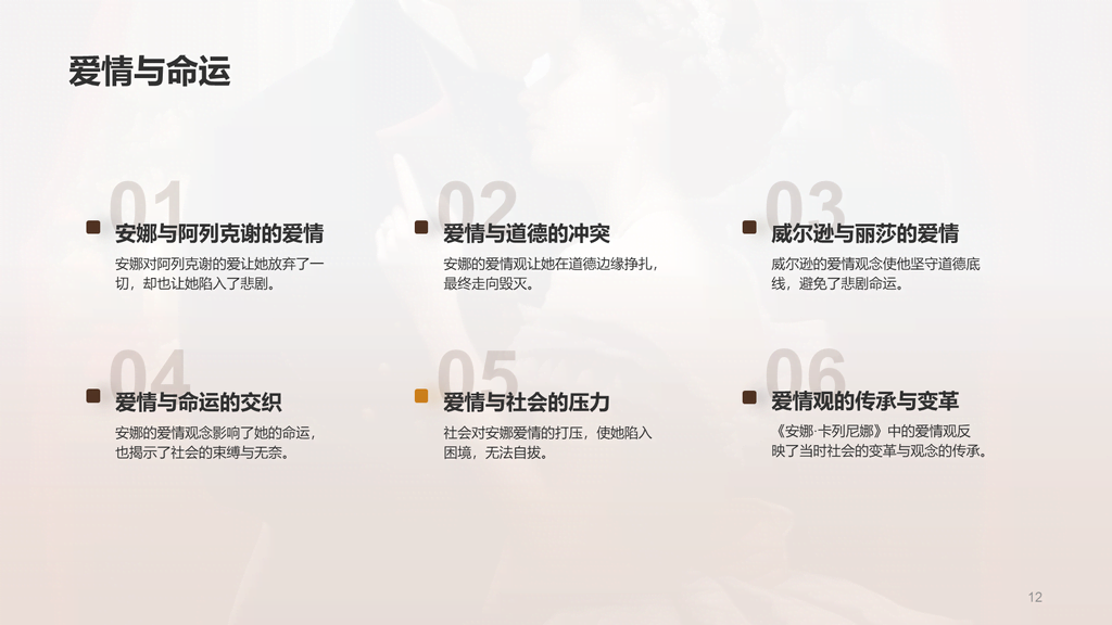 黄色复古读书笔记安娜.卡列尼娜培训课件PPT模板