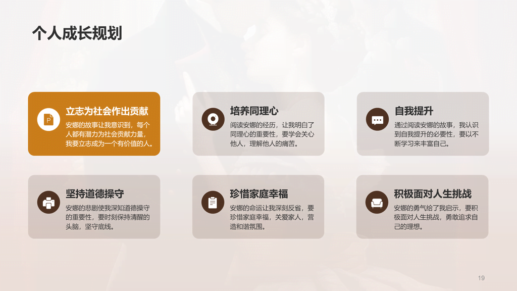 黄色复古读书笔记安娜.卡列尼娜培训课件PPT模板