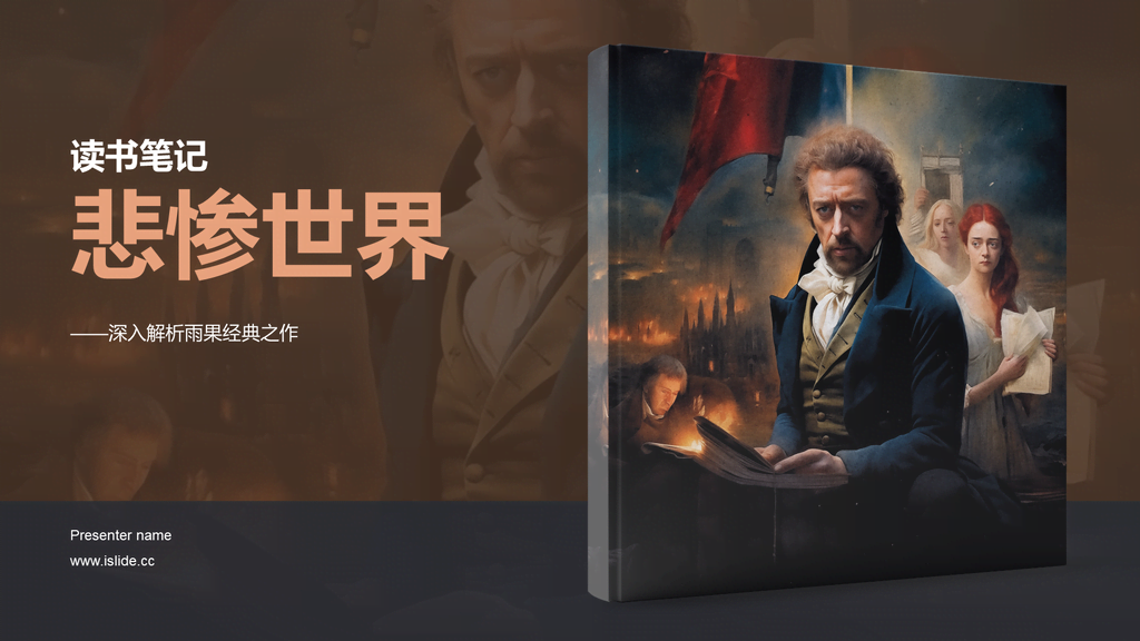 黄色复古读书笔记悲惨世界培训课件PPT模板