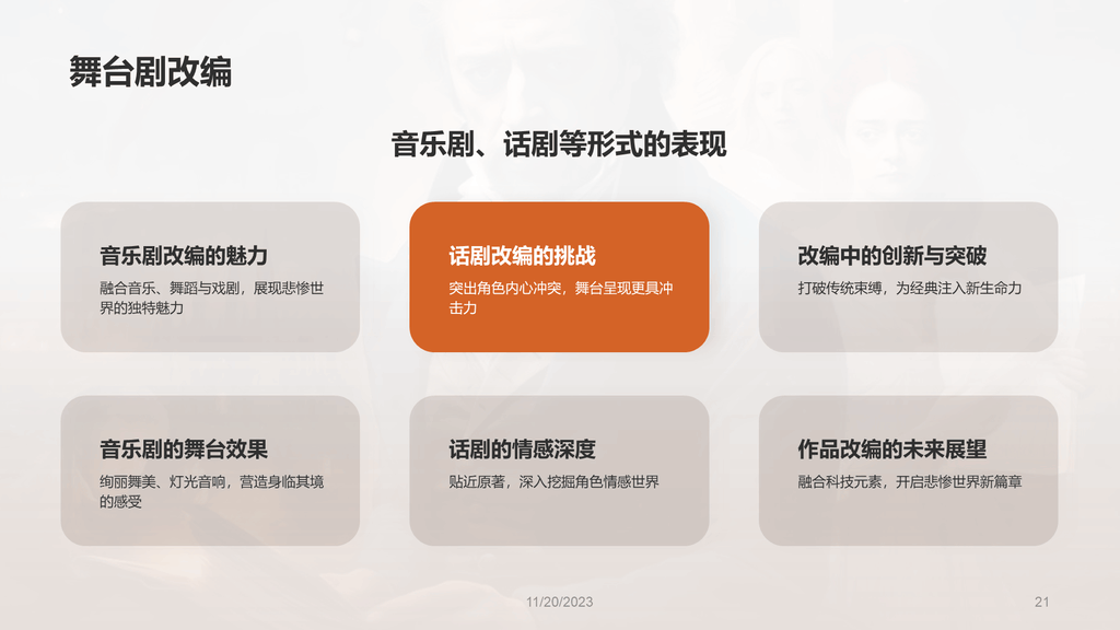 黄色复古读书笔记悲惨世界培训课件PPT模板