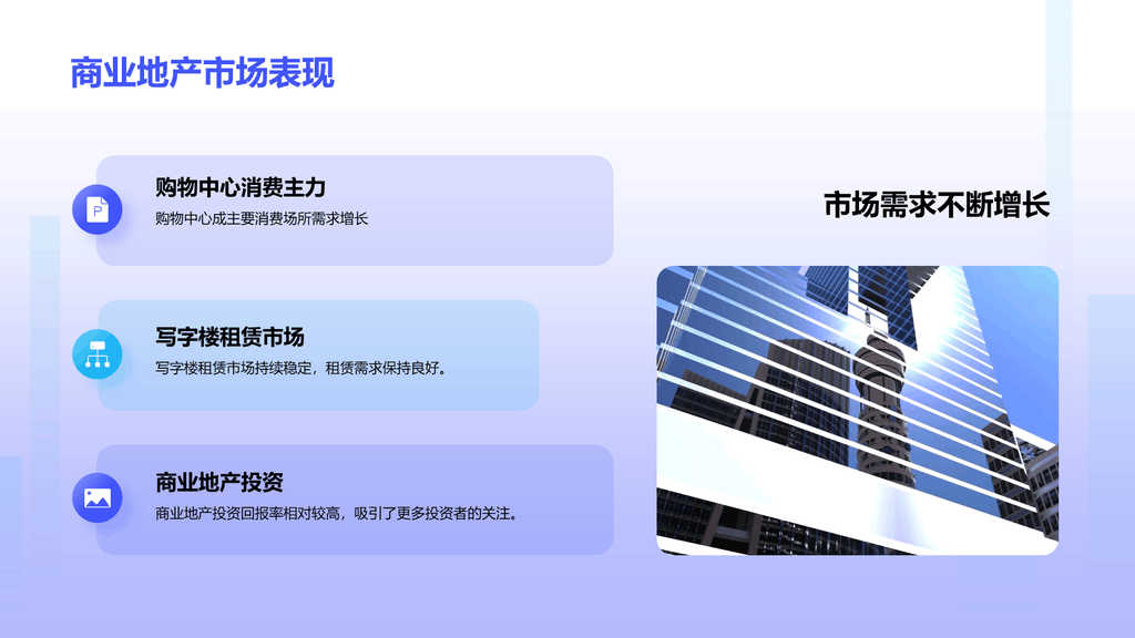 蓝色地产市场年终总结PPT模板