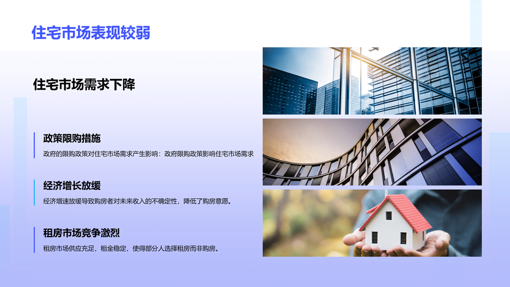 蓝色地产市场年终总结PPT模板