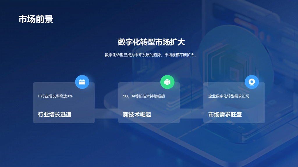 蓝色3D创意IT公司年终总结PPT模板