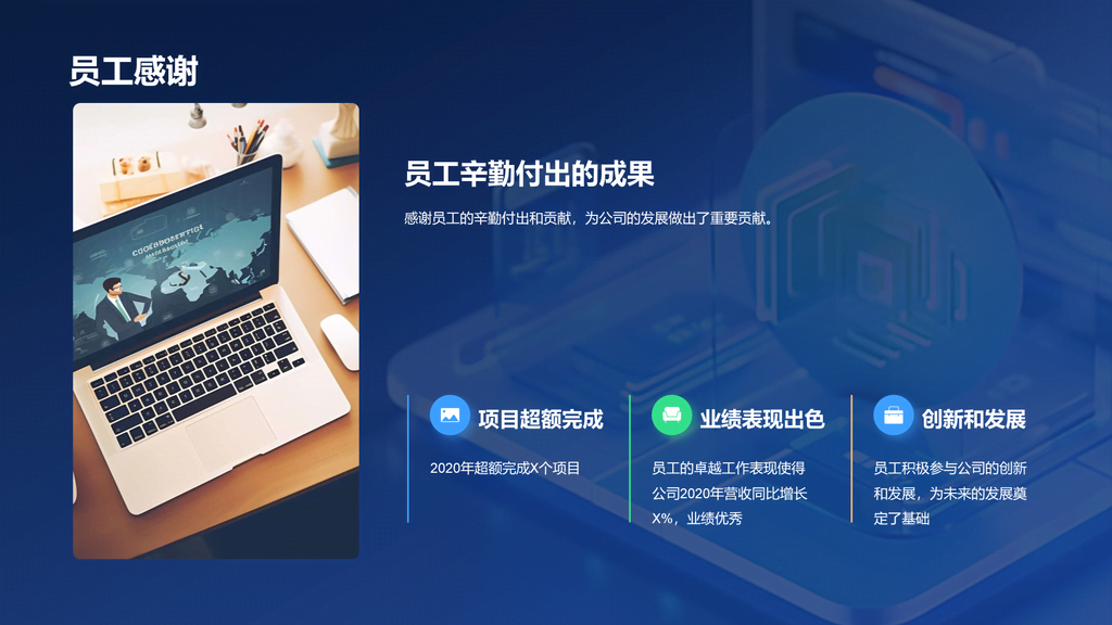 蓝色3D创意IT公司年终总结PPT模板