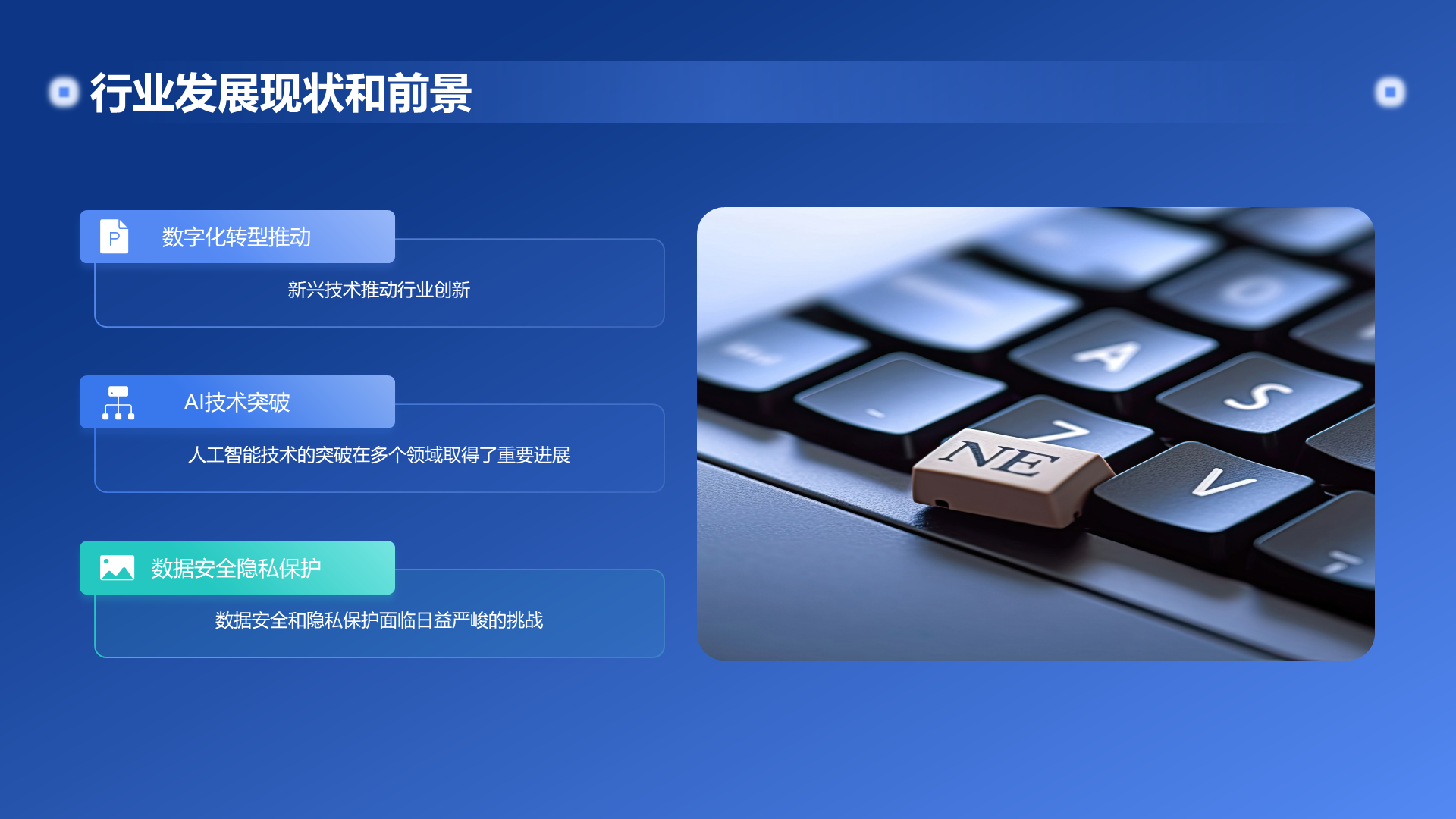 蓝色渐变科技IT互联网年终总结PPT模板