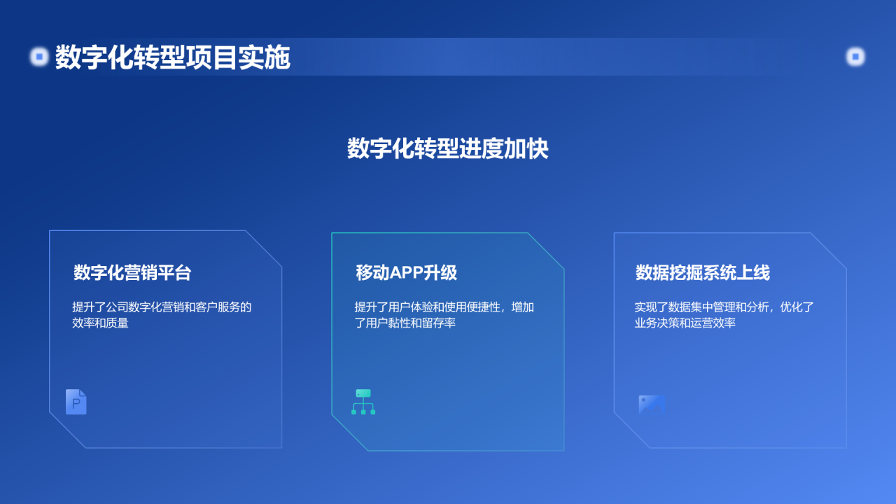 蓝色渐变科技IT互联网年终总结PPT模板