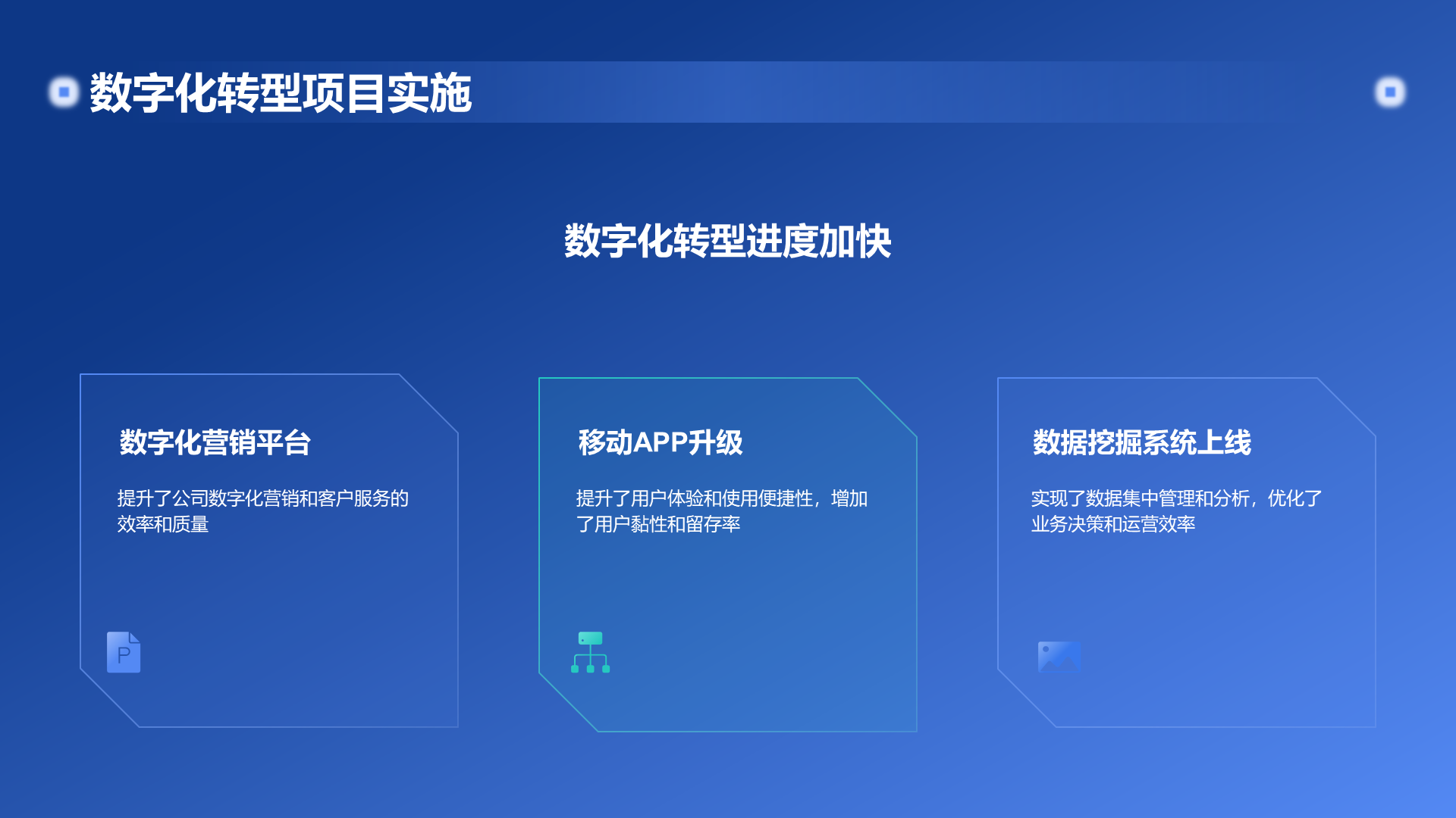 蓝色渐变科技IT互联网年终总结PPT模板