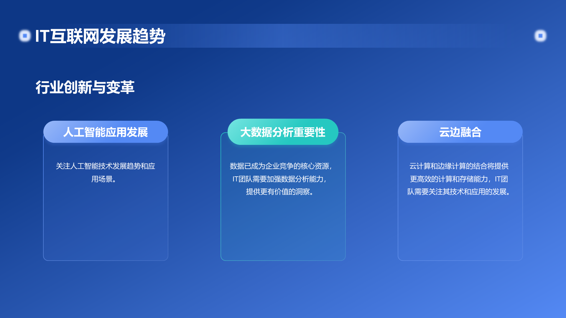 蓝色渐变科技IT互联网年终总结PPT模板