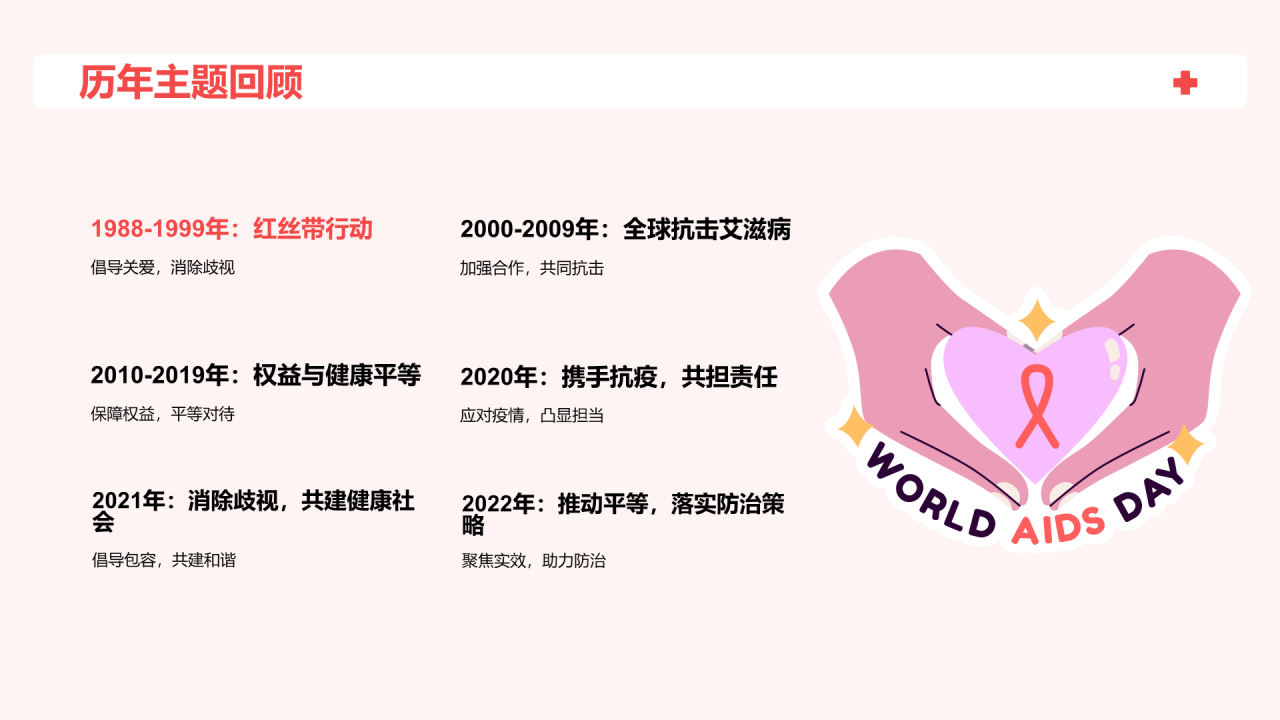 红色插画世界艾滋病日科普培训课件PPT模板