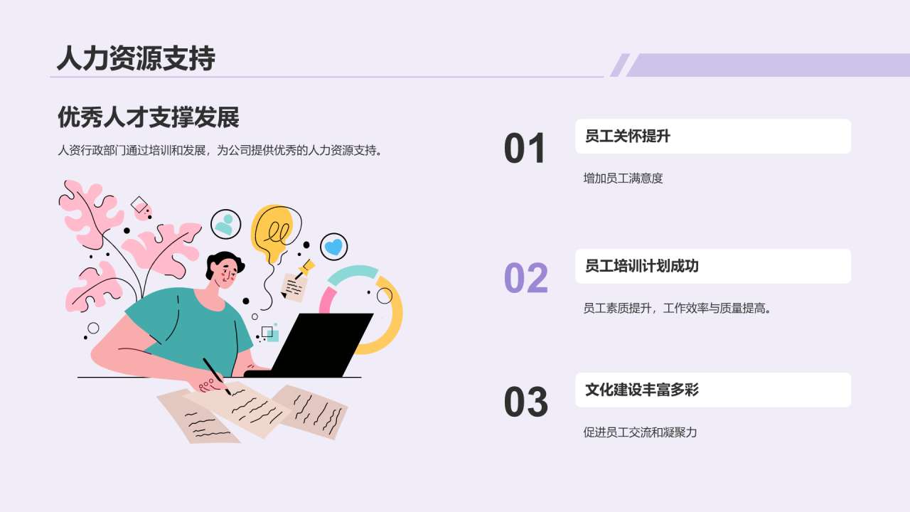 紫色创意炫酷人资行政部门年终总结PPT模板